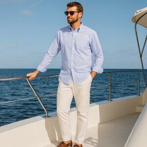 Etienne Aigner Mens Dress Shirt 16.5/34/35 Lt. Blue Long Sleeve Button Down